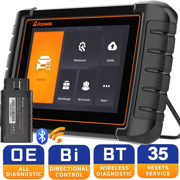 Foxwell NT809 BT Wireless Bluetooth Automotive Scan Tool Bi-directional Control Active Test OBD2 Scanner Wireless Car Scanner OBDII Code Reader 30 Maintenance Services Automotive Diagnostic Equipment