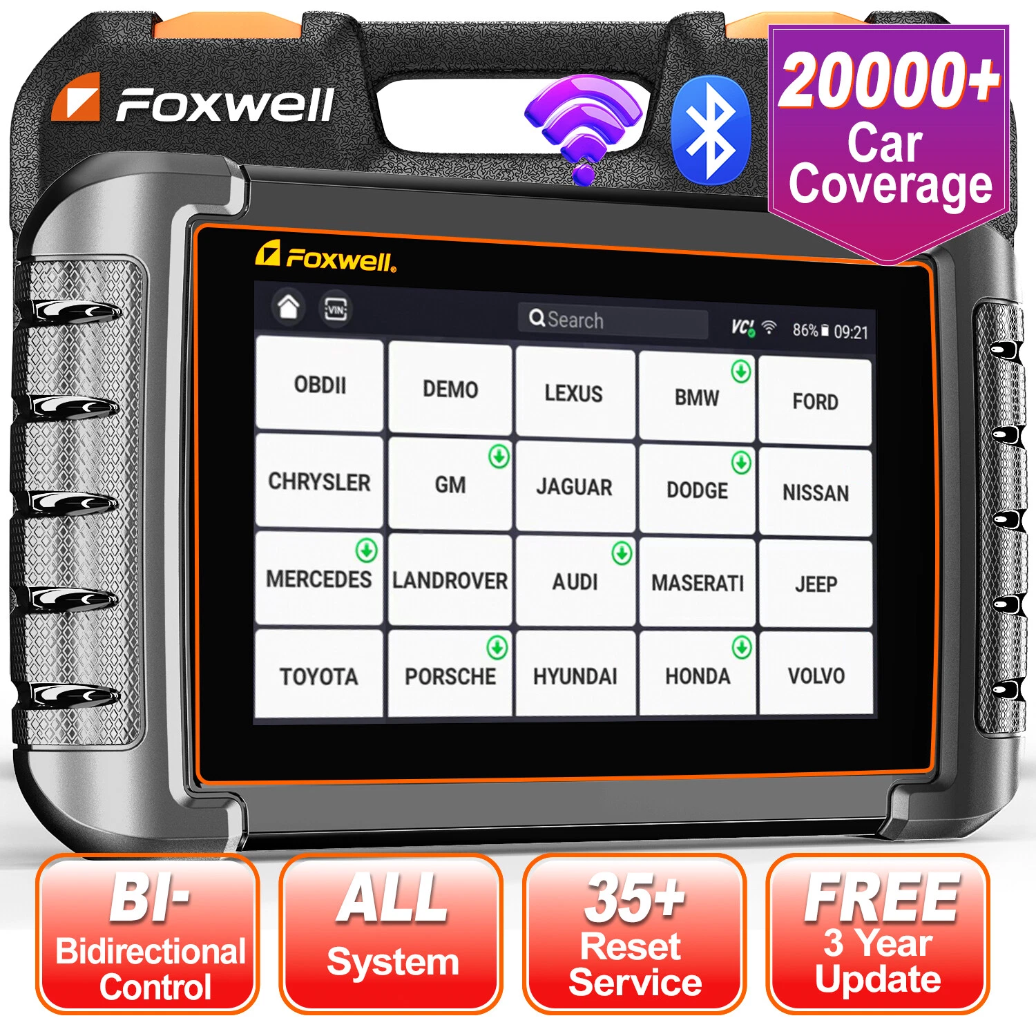 Foxwell NT809BT Advanced Bluetooth Car Scanner, Bi-directional Control Active Test Automotive Scanner 30 Maintenance Services OBD2 Scanner Auto Analyzer Code Reader Automotive Diagnostic Scan Tool