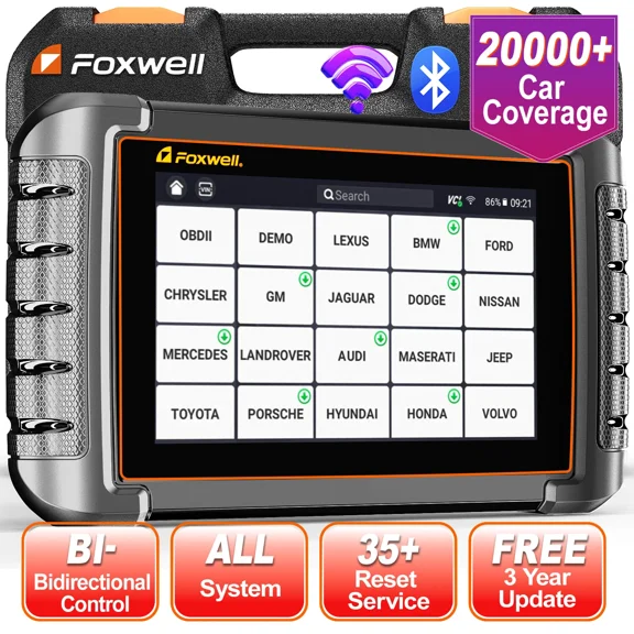 Foxwell NT809BT Advanced Bluetooth Car Scanner, Bi-directional Control Active Test Automotive Scanner 30 Maintenance Services OBD2 Scanner Auto Analyzer Code Reader Automotive Diagnostic Scan Tool
