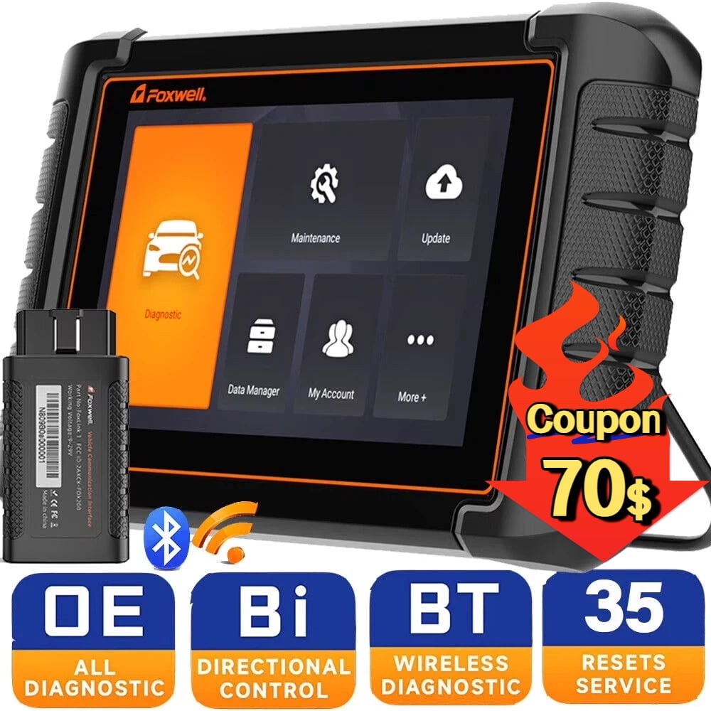 Foxwell NT809BT Automotive Diagnostic Tool with Bi-Directional Control, Wireless Black