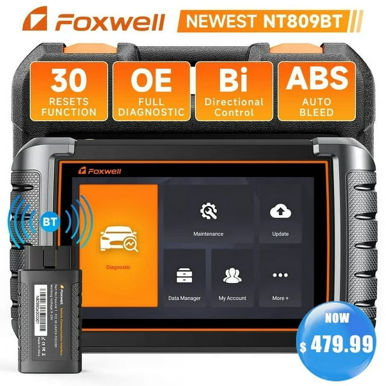 Foxwell NT809BT Bluetooth OBD2 Scanner Automotive Bidirectional Diagnostic  Tool All System Active Test 30 Reset Services ABS Bleeding Battery