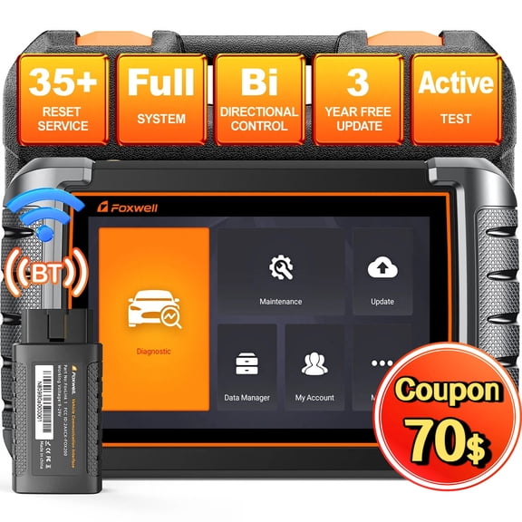 Foxwell NT809BT Bluetooth OBD2 Scanner Automotive Bidirectional Diagnostic Tool All System Active Test 30 Reset Services Car Code Reader Wireless Automobile Scan