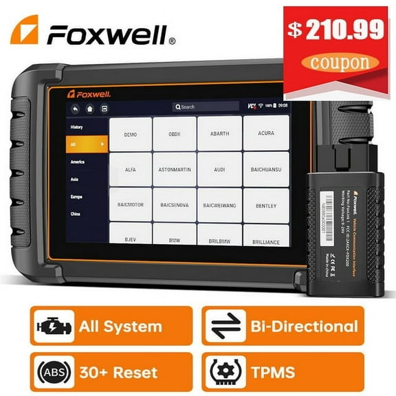 Foxwell NT809TS TPMS Relearn Reset Tool Bi-directional Control Scan Tool OBD2 Automotive Scanner Scan Full Systems Oil Reset ABS Bleeding Injector Reset 30+ Reset Services Car Code Reader