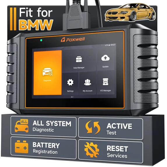 Foxwell Professional BMW Automotive Diagnostic Tool All System Bidirectional Scan Tool 31+ Hot Reset Service for BMW MINI Rolls-Royce Vehicle Car Code Reader OBD2 Scanner Android 9 Touchscreen