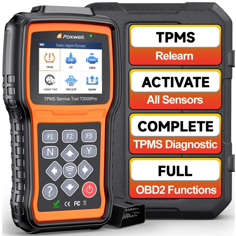 Foxwell T2000 PRO Automotive TPMS Sensors Activate Relearn Program-ming Scan Tool, Car Tire Pressure Diagnostic Tool, Lifetime Free Update