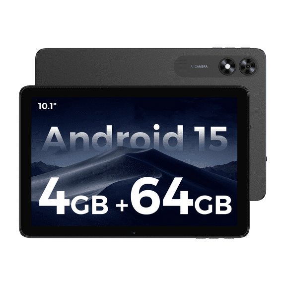 Foxxd C10 Pro Unlocked Android 15 All-in-One Smart Tablet 10.1" HD Display 8MP Camera 4GB+64GB Quad-Core 5000mAh Battery