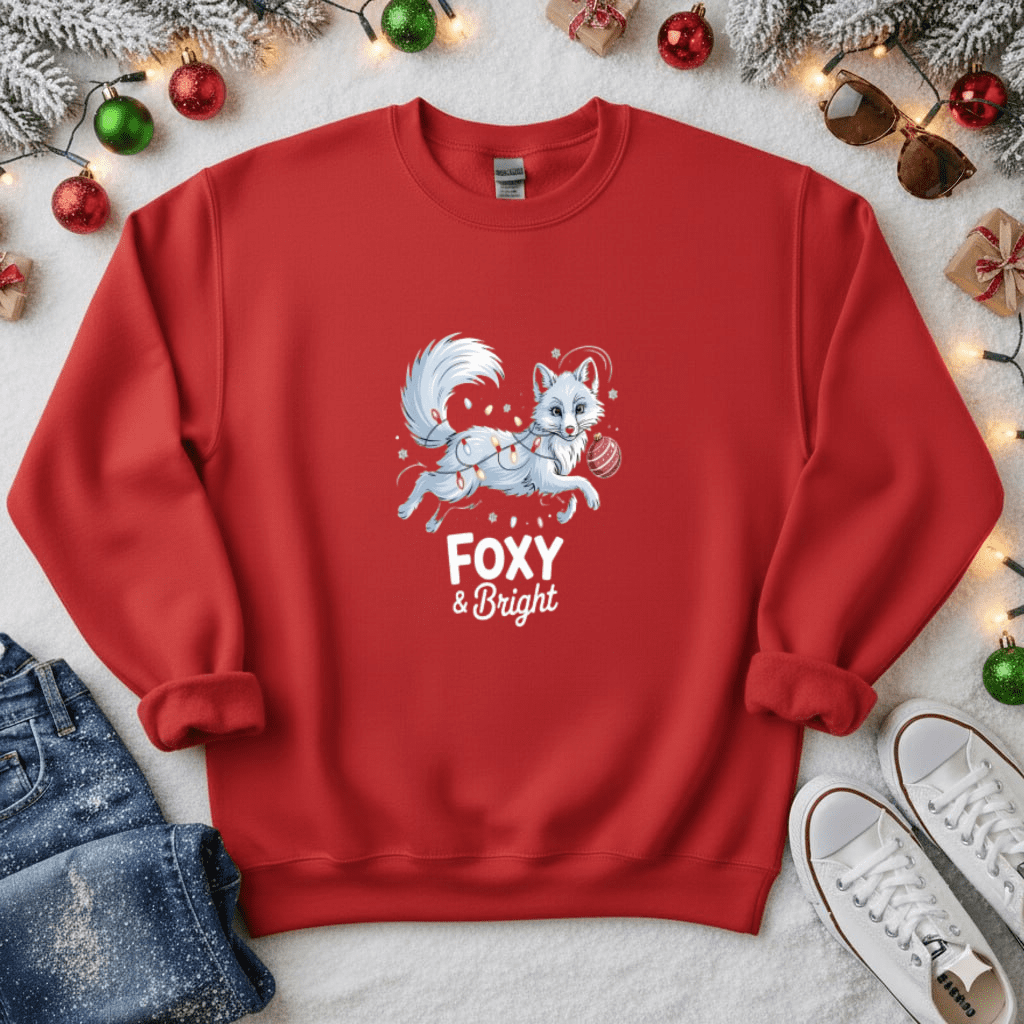 Foxy And Bright Christmas Arctic Fox Animal Holiday Graphic Top ...