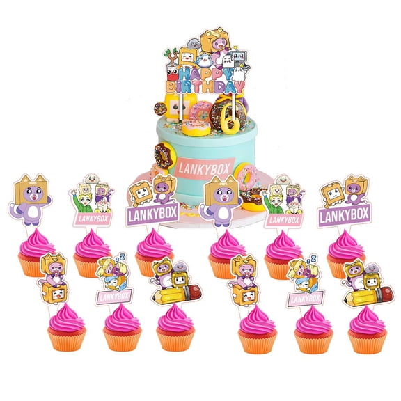 Foxy Cake Topper CupcakeS Set Birthday Party Supplies Decoration Decor Kit