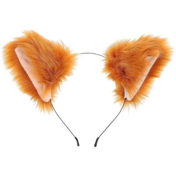 Foxy Ears Animal Ear Shape Headband for Photo Prop Orange Plush Fabric 1Pack