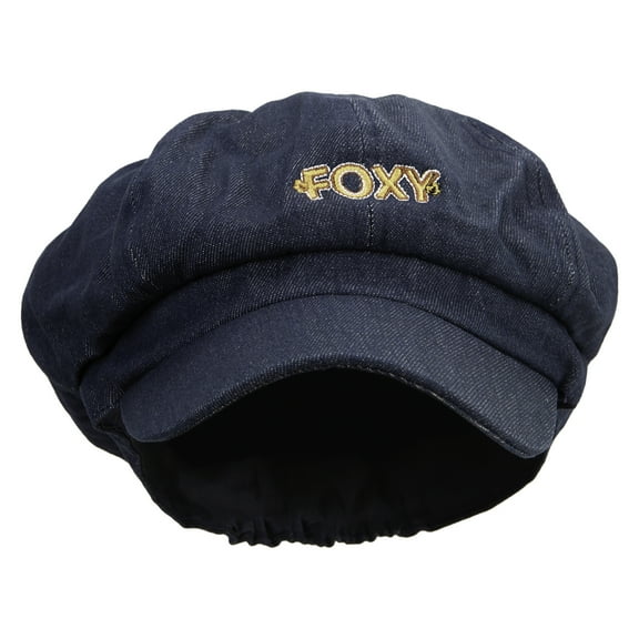 Foxy Embroidered Cotton Elastic Newsboy Cap - Dk Denim OSFM