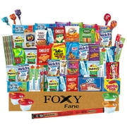 Foxy Fane 60 count Ultimate Gift Snack Box - Care Package with Variety Assortment of Chips, Cookies, Candy, Crackers & other Snacks - Bulk Bundle of Delicious Treats (60 Snacks - Assorted Pack)