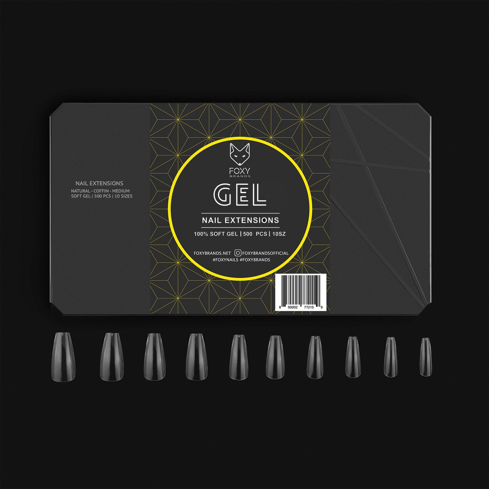 Foxy Gel Tips - Natural Medium Coffin Gel Filled Tips