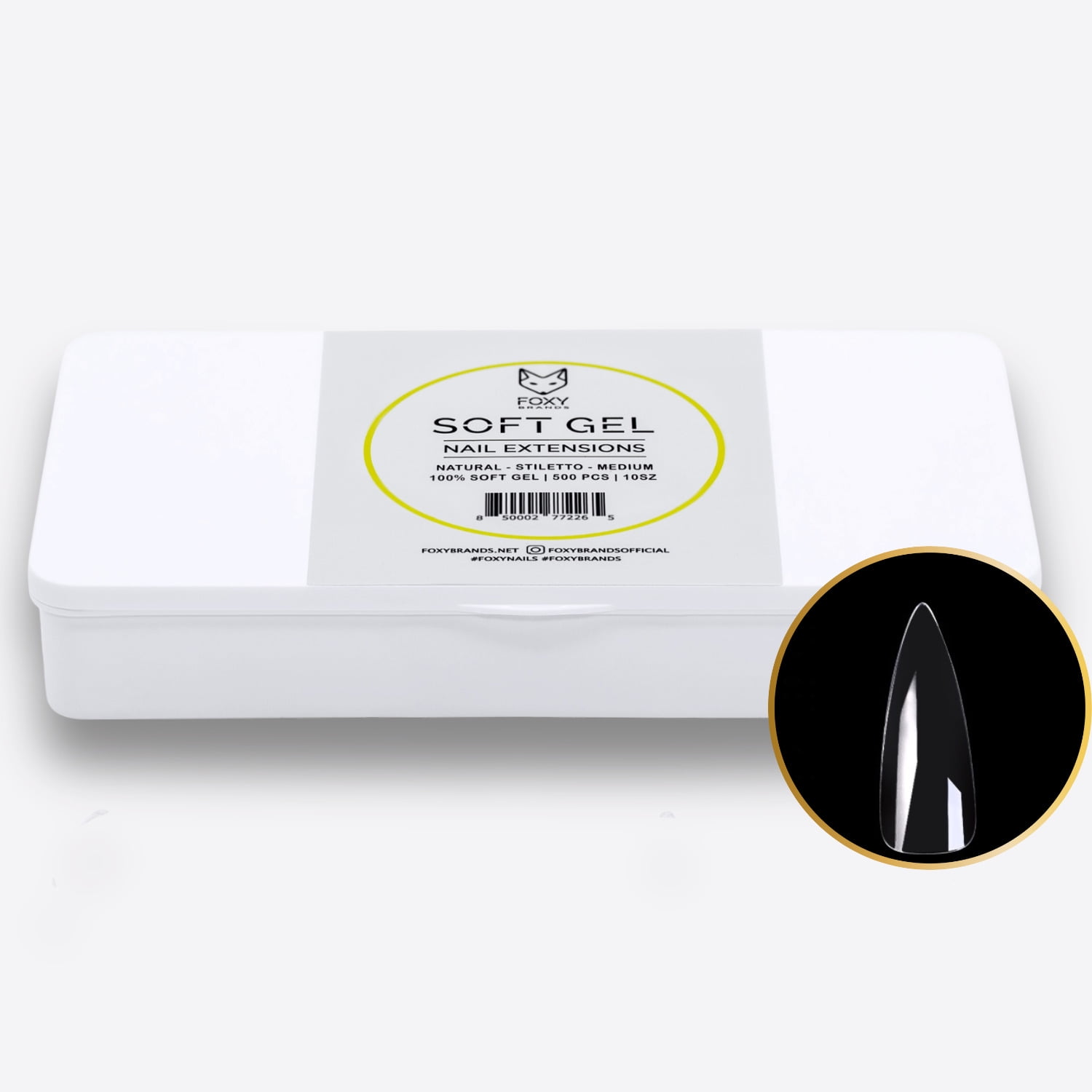 Foxy Gel Tips - Natural Medium STILETTO Gel Filled Tips