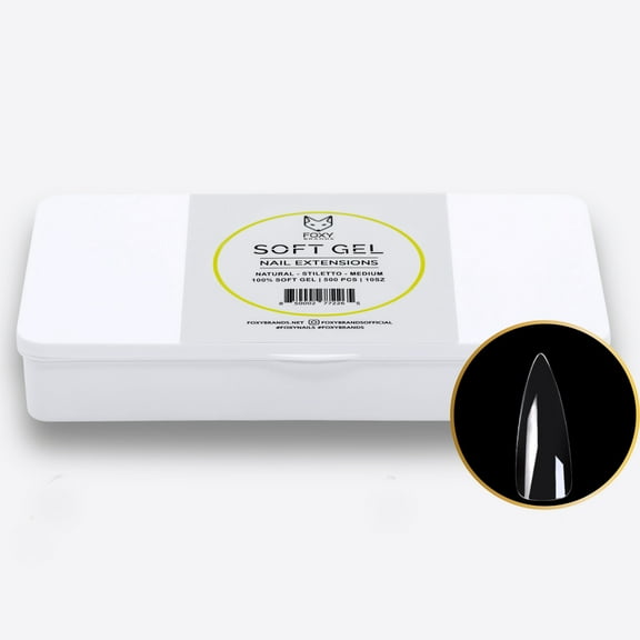 Foxy Gel Tips - Natural Medium STILETTO Gel Filled Tips