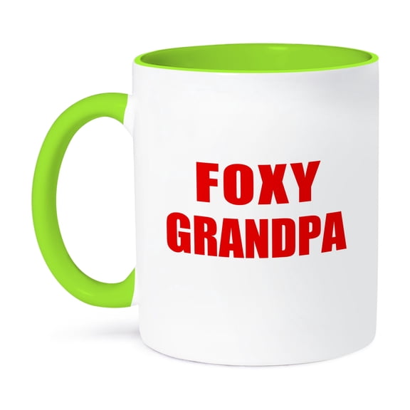 3dRose, Foxy Grandpa - funny red text design for a cool hot grandfather, 11oz Two-Tone Green Mug