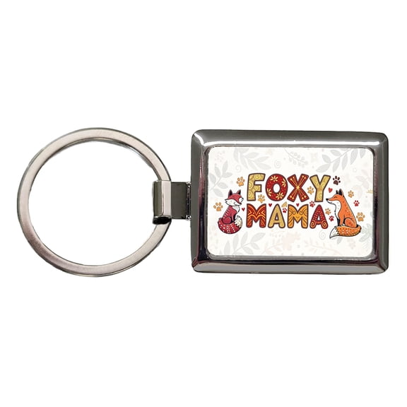 Foxy Mama Cute Fox Foxes Theme Metal Rectangle Keychain