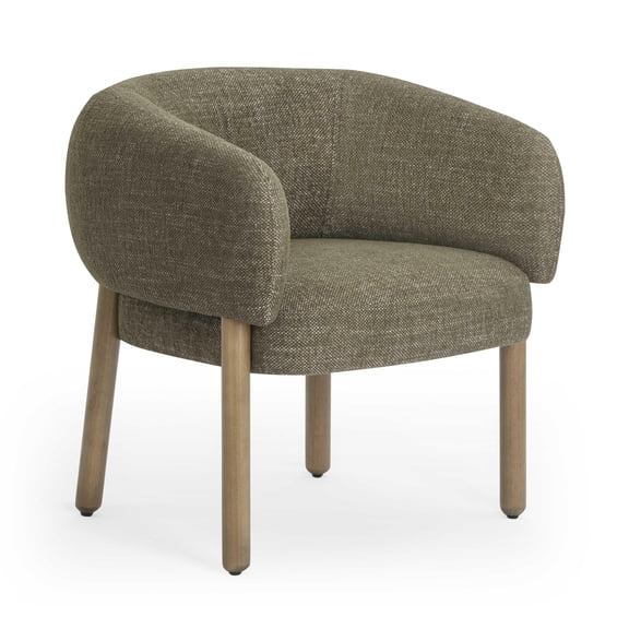 Foxy Olive Green Textured Fabric Accent Chair