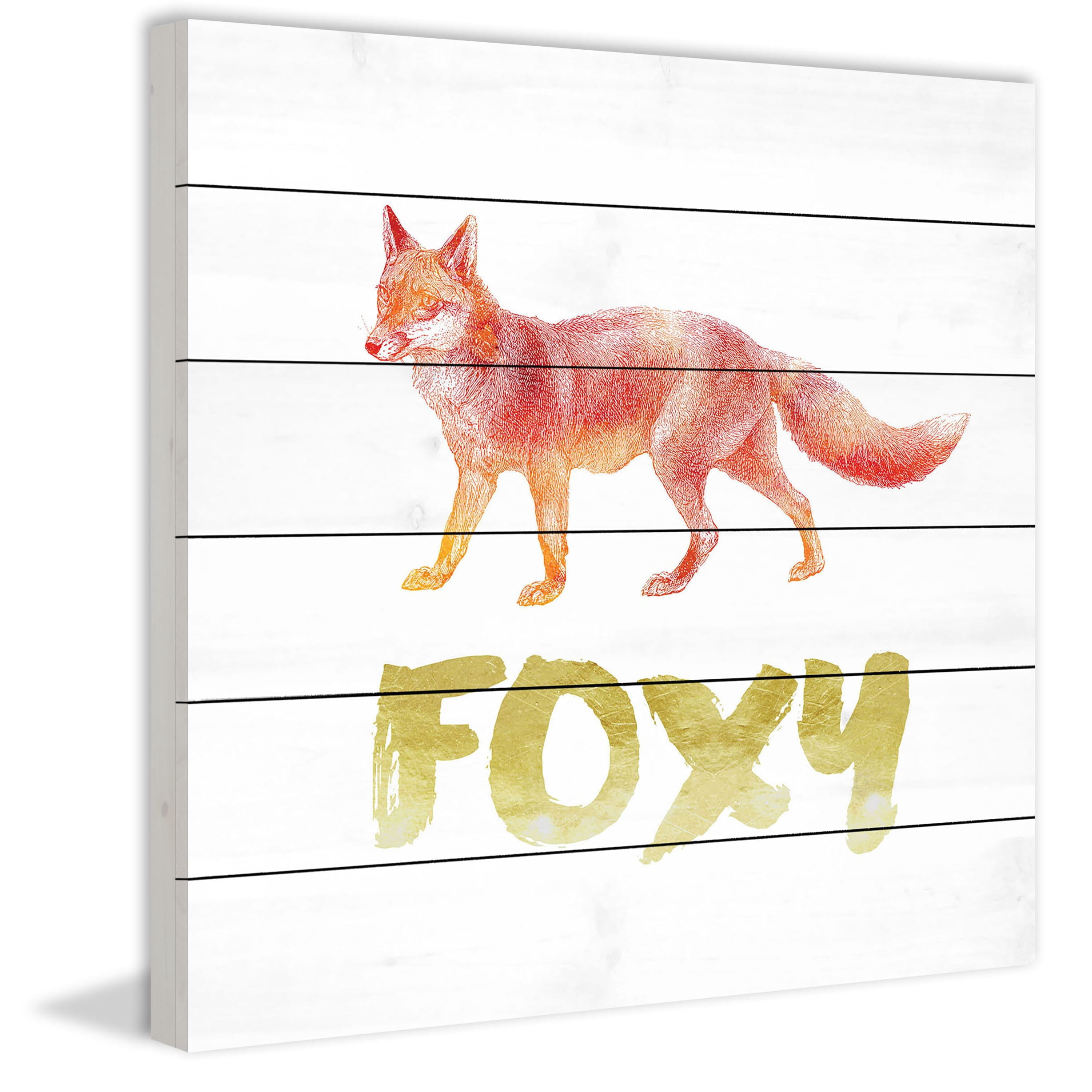 "Foxy" Painting Print on White Wood