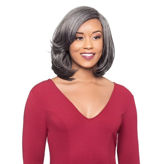 Foxy Silver (Misty) - Heat Resistant Fiber Lace Part Wig in JET BLACK