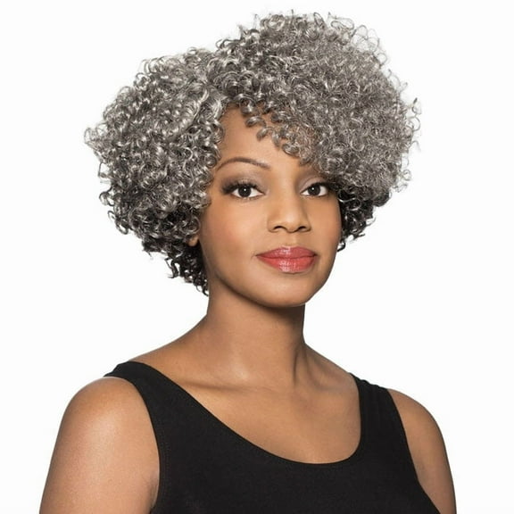 Foxy Silver (Marjorie) - Synthetic Lace Part Wig in JET BLACK