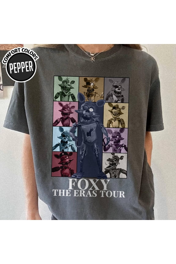 Foxy Tour Shirt, Five Nights At Freddy's Horror Video Game, Foxy 90s Vintage Style Shirt, FNAF Halloween Party Game Gifts T-shirt