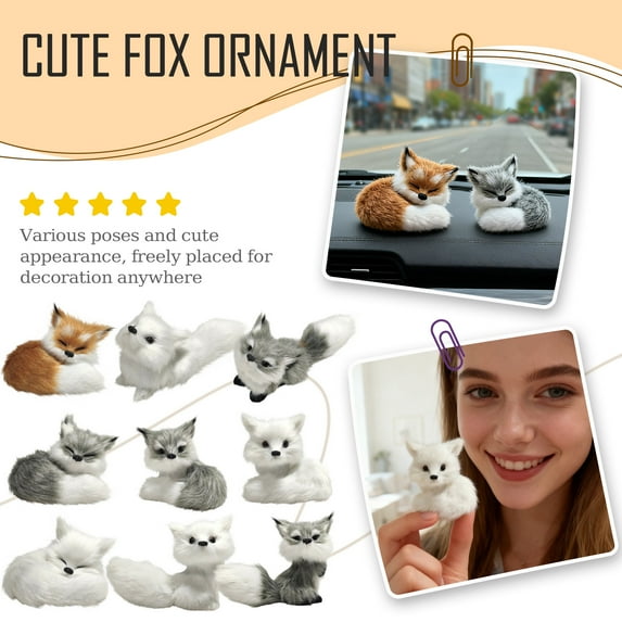 Foxy plush,Ftuffed fox,Simulation Brown Fox Toy Furs Squatting Fox Model Home Decoration Animals World with Static Action Figures Plush Mini Fox A