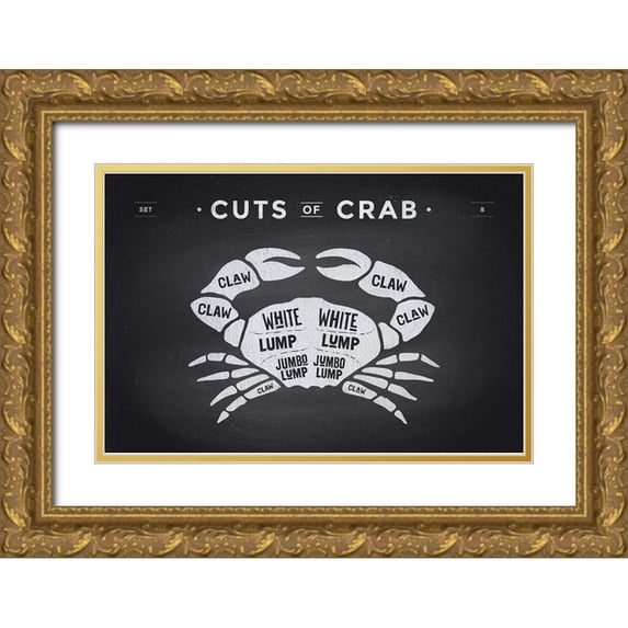 Foxys Graphics 24x17 Gold Ornate Wood Framed with Double Matting Museum Art Print Titled - Cuts of Crab