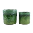 thumbnail image 1 of Foy Tall Planter Set of 2, Two Tone Green Ceramic, Round, Modern Style, 1 of 5