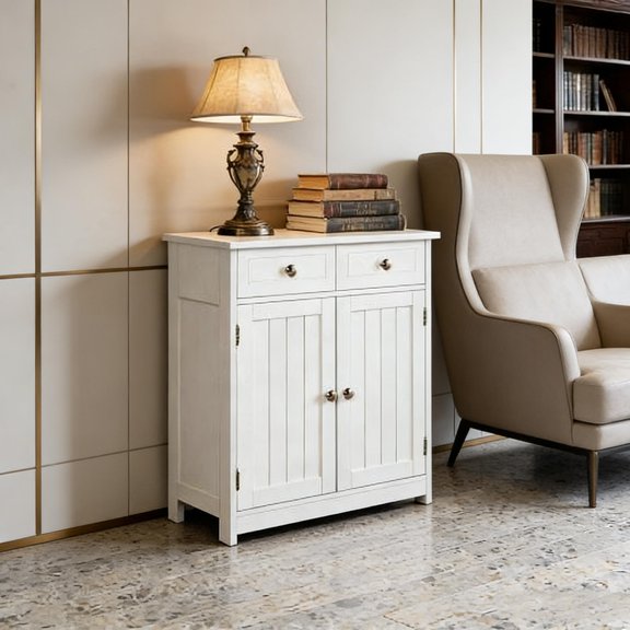 Foyer Cabinet with Freestanding Storage, Floor Cabinet for Entryway, Hallway or Living Room, Versatile Tall Cabinet with Doors and Shelves, Modern Design for Home Organization