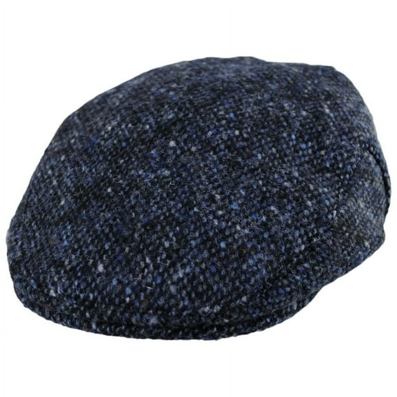 Foyle Marl Donegal Tweed Wool Ivy Cap - S - Black/Blue
