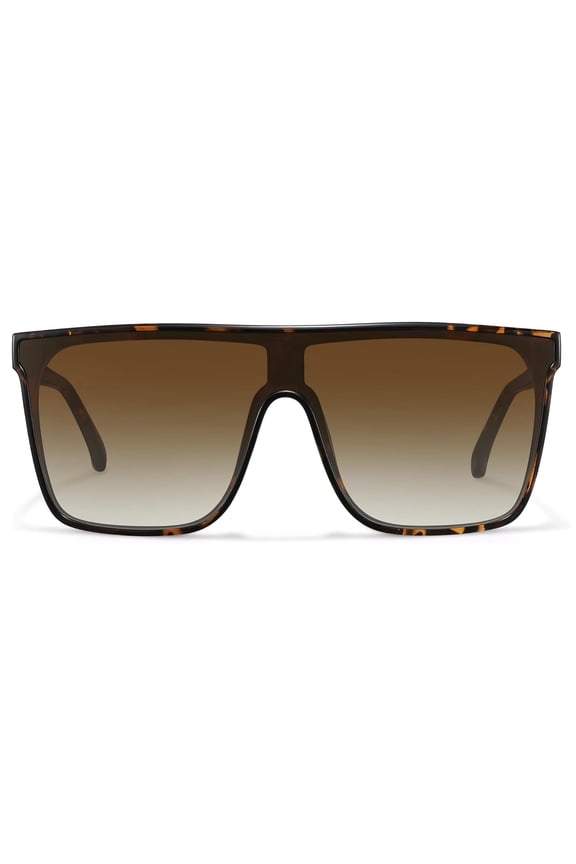 Oversized Flat Top Shield Sunglasses, Unisex One Piece UV Protection