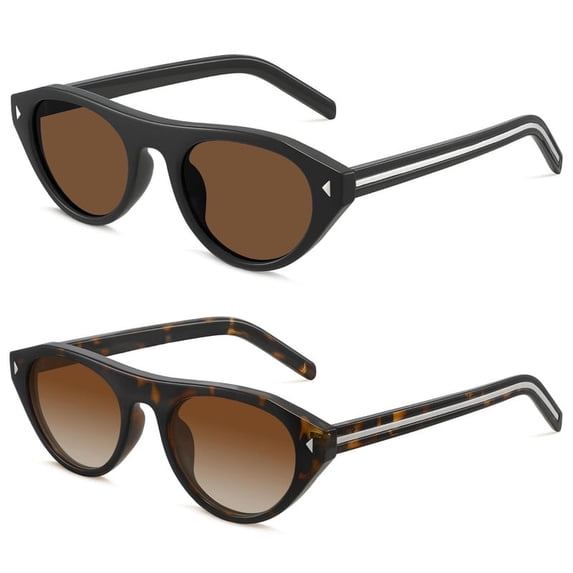 Women's Oval Cat Eye Sunglasses, Retro Narrow Vintage Frame UV400