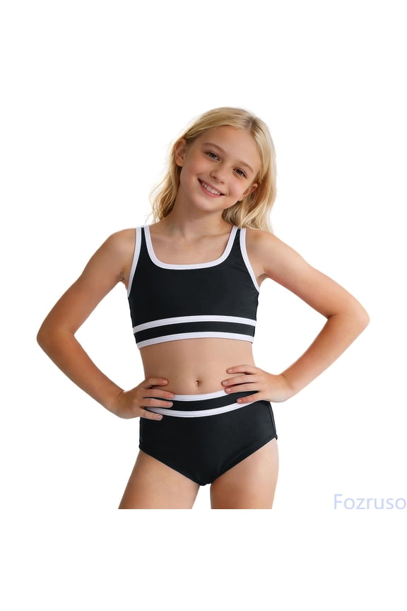 Adjustable Strap Two Piece Girls Swimwear Comfortable Cute Bikini For Beach Pool Swimming Sun 2 Piece Bathing Suit Sizes 11-12 Years