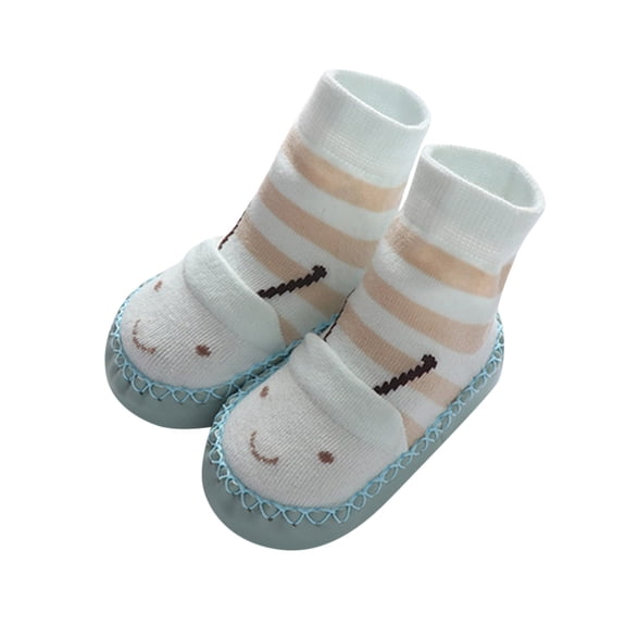 Fozruso Autumn And Winter Cute Children Toddler Shoes Boys And Girls Flat Bottom Non Slip Lightweight Comfortable Cartoon Bee Socks Shoes Sizes 4 Toddler(Blue)