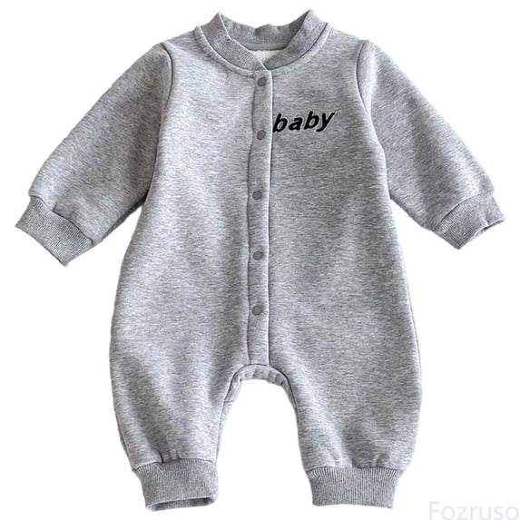 Fozruso Baby Boys Bodysuits Soft Long Sleeve Romper Jumpsuit Outfit Cozy Lined Winter Fall Clothes For Toddler 0 12 Months One-piece Romper Sizes 9-12 Months