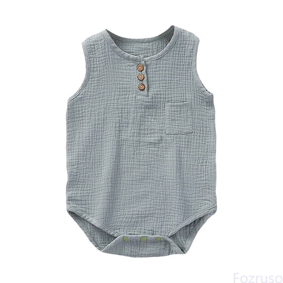 Fozruso Baby Boys Bodysuits Summer Sleeveless Romper Jumpsuit For Infants 3 24 Months Soft Breathable Casual Outfit Boys Rompers Sizes 6-9 Months