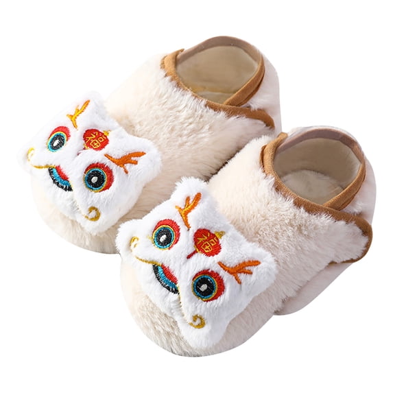 Fozruso Baby Boys Girls Baby Socks Shoes Toddler Shoes Floor Socks Shoes Cartoon New Year New Year Li Print Sizes 5 Toddler(White)