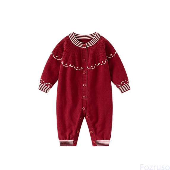 Fozruso Baby Girls Bodysuit Knit Sweater Romper Outfit For Toddler Autumn Winter Cozy Jumpsuit For And Toddlers 0 24 Months Jumpsuit Cute Rompers Sizes 18-24 Months