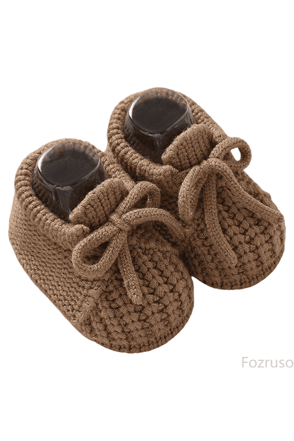 Baby Girls First Walking Shoes Soft Sole Knit Booties With Bow For Toddler Winter Indoor Outdoor Suitable For 0 12 Months,Sizes 5(9-12 Months)