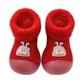 thumbnail image 1 of Fozruso Baby Home Slippers Cartoon Warm House Slippers For Lined Winter Indoor Shoes Sizes 9 Little Kid(Red), 1 of 4