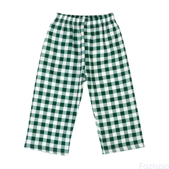 Fozruso Baby Girls Boys Summer Plaid Cropped Pants Pants Loose Casual Fashion Pants Kids Casual Pants Sizes 12-18 Months(Green)