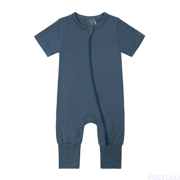 Fozruso Baby Rompers Footless Pajamas Zipper Short Sleeve Sleeper Jumpsuit Boys Rompers Sizes 0-3 Months