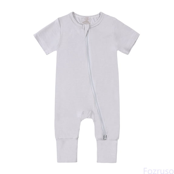 Fozruso Baby Rompers Footless Pajamas Zipper Short Sleeve Sleeper Jumpsuit Boys Rompers Sizes 12-18 Months