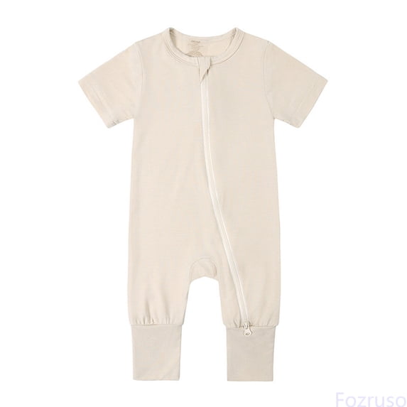 Fozruso Baby Rompers Footless Pajamas Zipper Short Sleeve Sleeper Jumpsuit Boys Rompers Sizes 6-12 Months