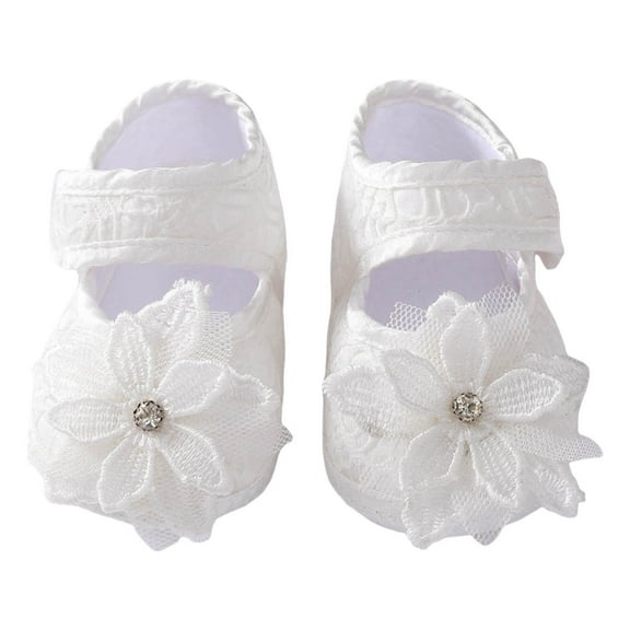 Fozruso Baby Shoes Fashionable New Pattern Cute Flower Decoration Hook Loop Lightweight Walking Shoes Sizes 4 Toddler(White)