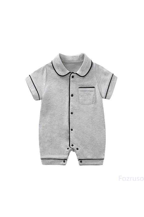 Baby Short Sleeved Pajamas Class A Clothing Spring And Autumn Baby Home Bag Crawling Clothes Children's Clothing One Piece Jumpsuit Romper Sizes 12-18 Months