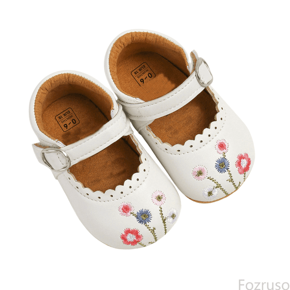 Fozruso Baby Sneakers Embroidered Soft Sole First Walking Shoes For Non Flexible Sole Breathable Comfortable Design For Girls And Boys,Sizes 11(0-6 Months)