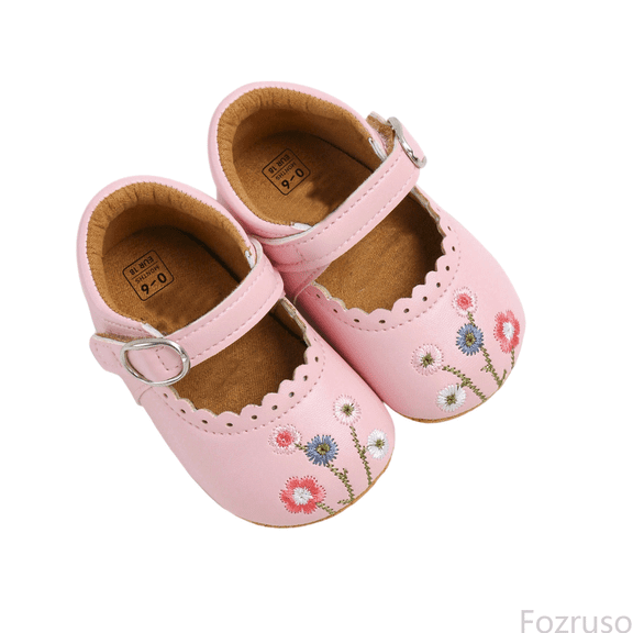 Fozruso Baby Sneakers Embroidered Soft Sole First Walking Shoes For Non Flexible Sole Breathable Comfortable Design For Girls And Boys,Sizes 13(12-18 Months)