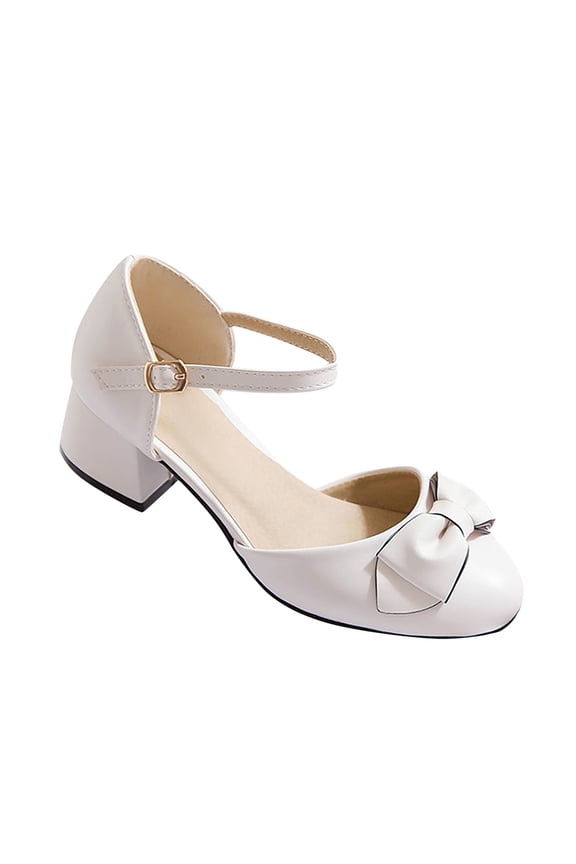 Big Kids Children Girls Closed Toe Low Heeled Thick Heeled High Heels Princess Shoes Party Wedding Daily Shoes, Sizes 13 Little Kids