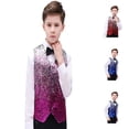 thumbnail image 1 of Fozruso Boys 2 Piece Sets,Boys Performance Vest With Colorful Gradient Sequin Design Stage For Kids Party Show Loose Fit,8-9 Years, 1 of 6